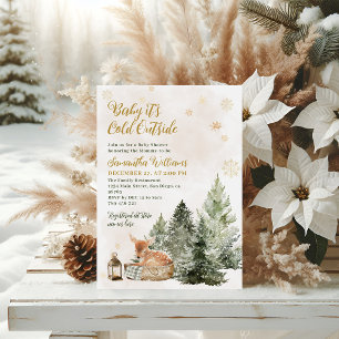 Baby Cold Outdoor Rustic Deer Winter Baby Dusche Einladung