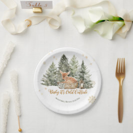 Baby Cold Outdoor Rustic Deer Winter Baby Dusche Pappteller