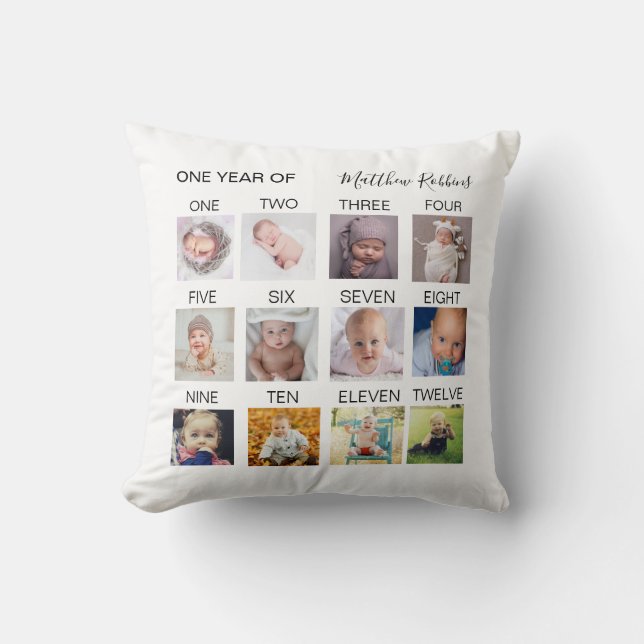 Baby-Collage im ersten Jahr Kissen (Vorderseite)
