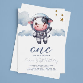 Baby Cow Astronaut 1. Geburtstag Einladung