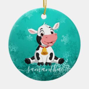 Baby Cow Blue Keramik Ornament