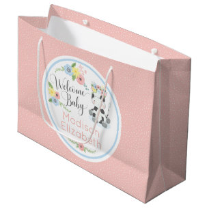 Baby Cow Floral Calvin Willkommensbaby Custom Große Geschenktüte