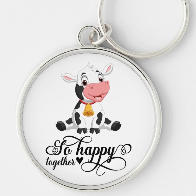 Baby Cow so glücklich zusammen Fleece Blanket Schlüsselanhänger (Vorne)