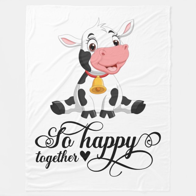 Baby Cow so glücklich zusammen Fleecedecke (Vorderseite)