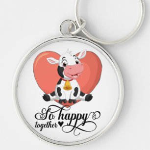 Baby Cow so glücklich zusammen Red Heart Schlüssel Schlüsselanhänger