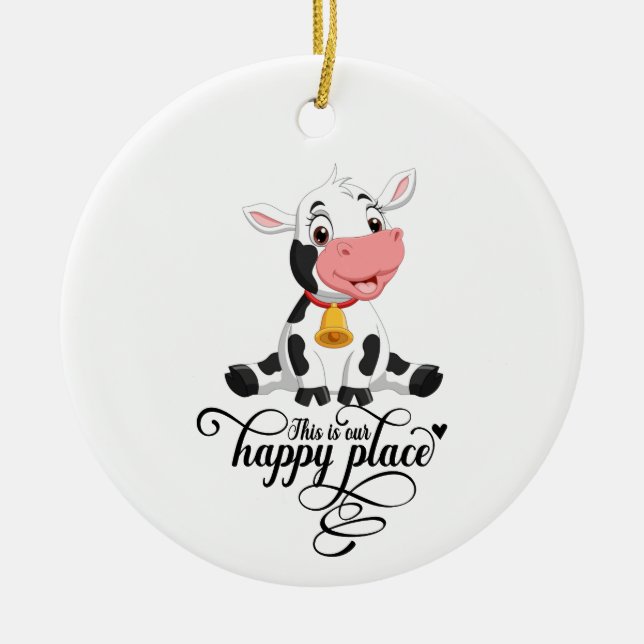 Baby Cow unser glücklicher Ort Keramik Ornament (Vorne)