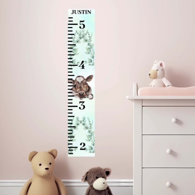 Baby Cow Watercolor Eucalyptus Growth Chart Poster (Von Creator hochgeladen)