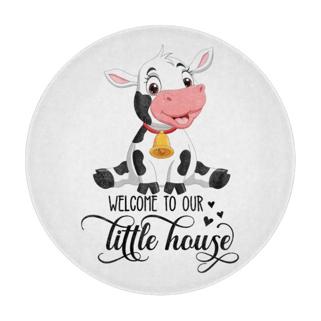 Baby Cow Willkommen auf unserer Zuhause Schneidebrett (Vorderseite)