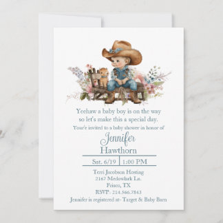 Baby Cowboy Baby Dusche Einladung