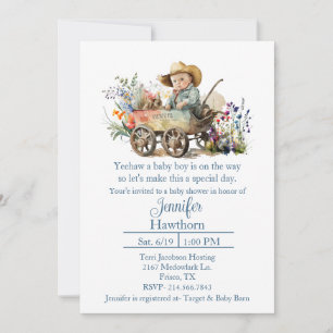 Baby Cowboy Baby Dusche Einladung