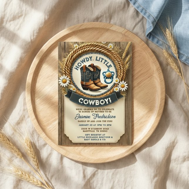 Baby Cowboy Bleu Baby shower Occidental Invitation (Créateur téléchargé)