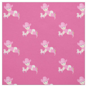 Baby-Cowgirl mit rosa Hut-und Cowboystiefel-Gewebe Stoff