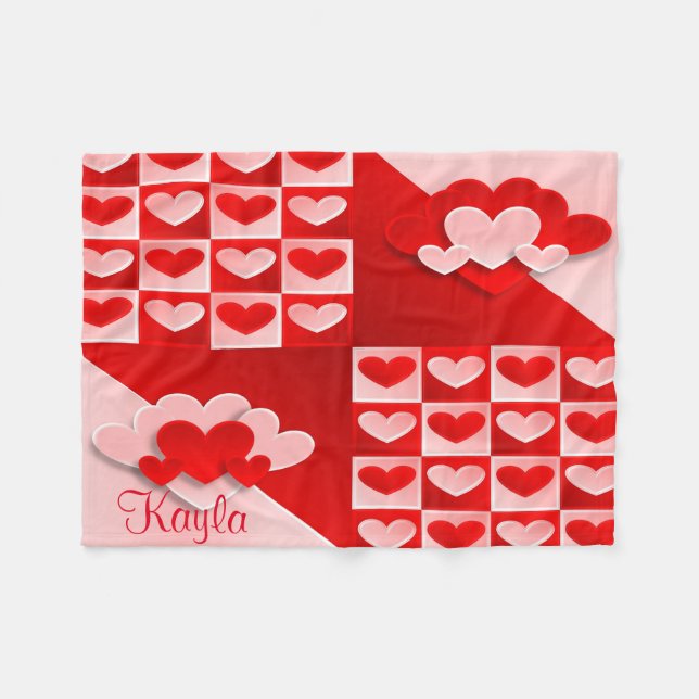 Baby Crib Fleece Blanket Pink Hearts Baby Dusche (Vorderseite (Horizontal))