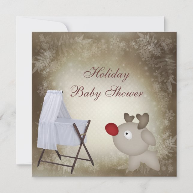 Baby Crib Neutral Holiday Baby Dusche Einladung (Vorderseite)