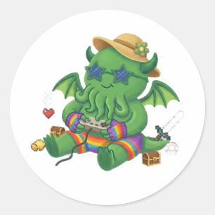 Baby Cthulhu-Spieler Runder Aufkleber