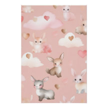 Baby-Cupid-Tiere-Nursery-Kunstprint – Aquarell