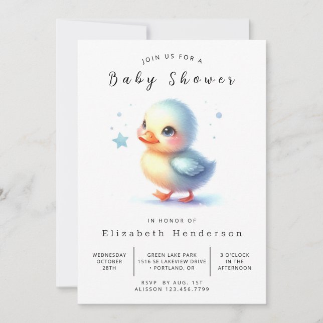 Baby Custom Duck Baby Duck Einladung (Vorderseite)