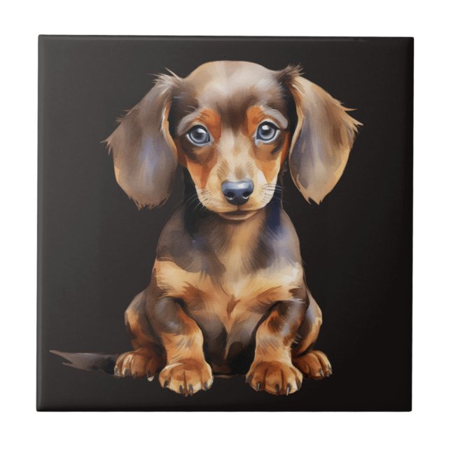 Baby Dachshund Fliese (Vorderseite)