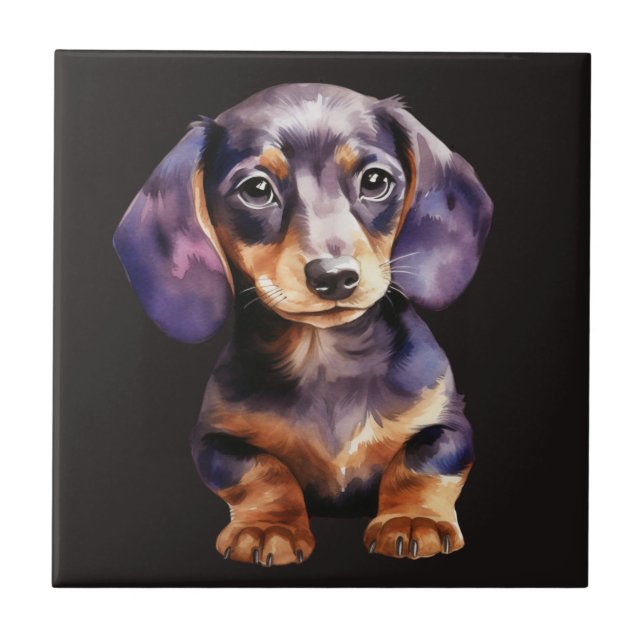 Baby Dachshund Fliese (Vorderseite)