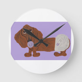 Baby Dachshund Runde Wanduhr