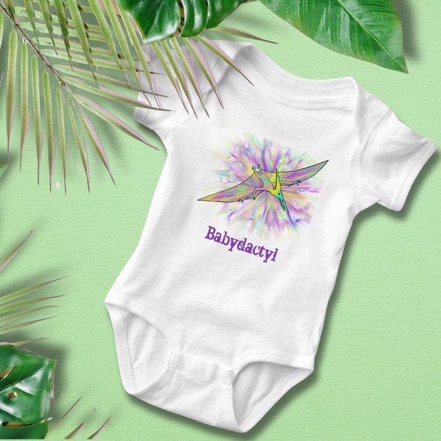 Baby dactyl Colorful Pterodactyl Niedlich Dinosaur Strampler (dinosaur pterodactyl fun word play dino baby vest)
