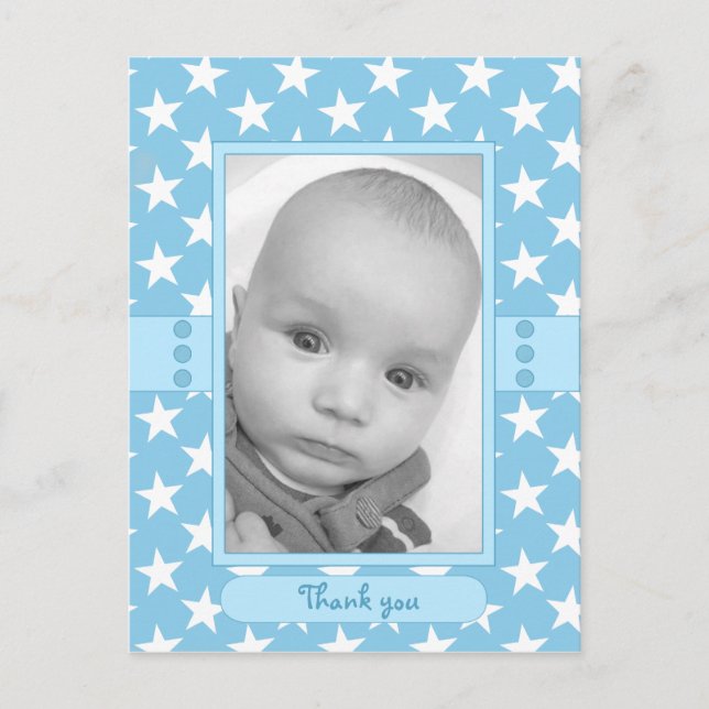 Baby Danke, dass ihr blaues Foto habt Postkarte (Vorderseite)