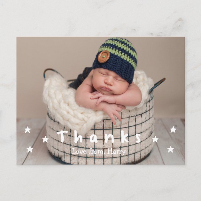 Baby Danke Foto Postkarten (Vorderseite)