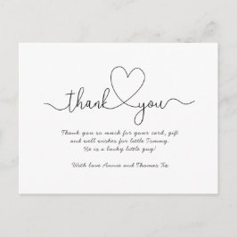Baby danke Karten, Script-Schriftart danke Postkarte