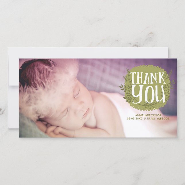Baby danken Ihnen Natur, Foto-Karten zu überlagern Dankeskarte (Vorderseite)