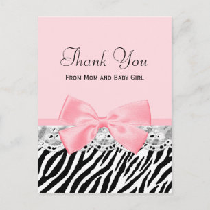 Baby danken Ihnen rosa Bandund Spitzezebra-Druck Postkarte