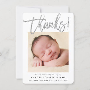 BABY DANKS moderne minimalistische Schrift Baby-Fo Dankeskarte