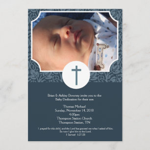 Baby Dedication BOY Taufen Foto Einladung 12x18