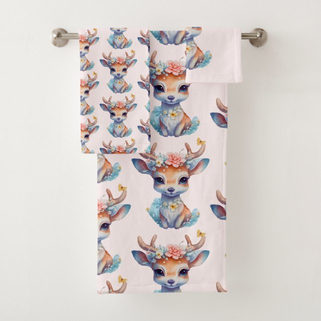 Baby Deer avec Antlers et Flowers Motif (En situation)