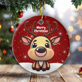 Baby Deer, Fawn, Doe 🦌 🎄Cute Merry Christmas Keramik Ornament