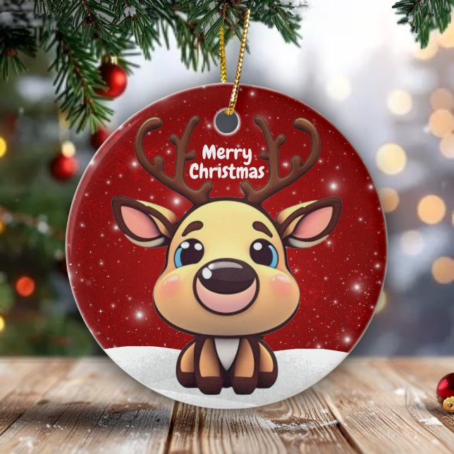 Baby Deer, Fawn, Doe 🦌 🎄Cute Merry Christmas Keramik Ornament (Von Creator hochgeladen)