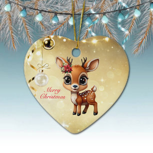 Baby Deer, Fawn, Doe, Rentier 🦌 🎄 frohe Weihnach Keramik Ornament
