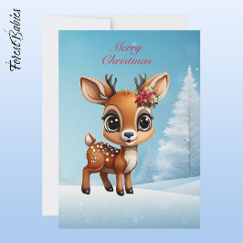 Baby Deer, Fawn, Doe, Rentier 🦌 🎄 Schnee Feiertagskarte