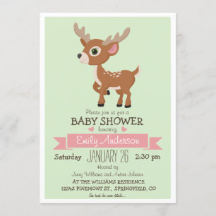 Baby Deer, Fawn, Woodland Baby Dusche oder Sprinkl Einladung
