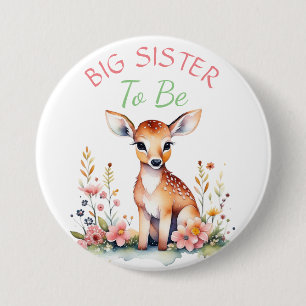 Baby Deer in Blume   Schwester zur Babydusche Button