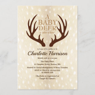Baby Deer Light Fawn Fur & Antlers Kinderdusche Einladung