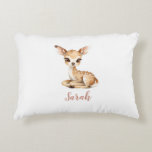 Baby Deer Nursery Lumbar Pillow | Custom Name Dekokissen<br><div class="desc">Bring a touch of woodland magic to your baby's room with this adorable watercolor baby deer lumbar pillow. Featuring a sweet fawn with soft spots in a delicate hand-painted style, this pillow can be personalized with your child's name, like 'Olivia'. It’s the perfect addition to a forest-themed nursery, a girl's...</div>