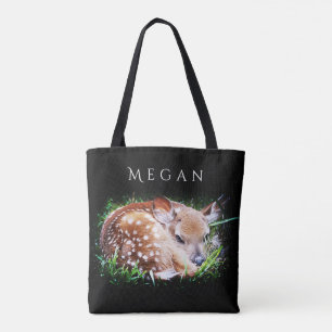 Baby Deer Personalisierter Individuelle Name Black Tasche