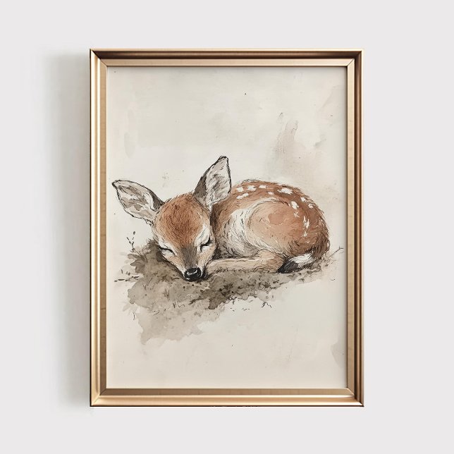 Baby Deer Print, Sleeping Fawn PRINTABLE Art, Wood Poster (Von Creator hochgeladen)