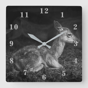 Baby Deer Quadratische Wanduhr