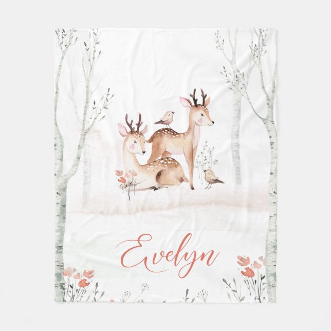 Baby Deer Woodland Blanket | 50 x 60 Fleece (Vorderseite)