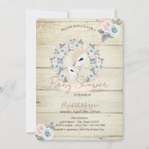 Baby Deers Wood Texture Blume Kinderdusche Einladung
