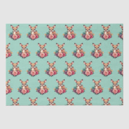 Baby Deh mit Rose und Grünblättern Seidenpapier