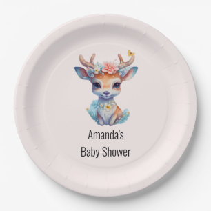 Baby Dei mit Antlers and Blume Babydusche Pappteller