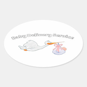 Baby Delivery Service Funny Midwife Stork Baby Ovaler Aufkleber