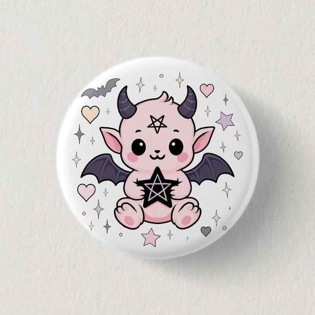 Baby Devil - Kawaii Pastel Goth Demon Button (Vorderseite)